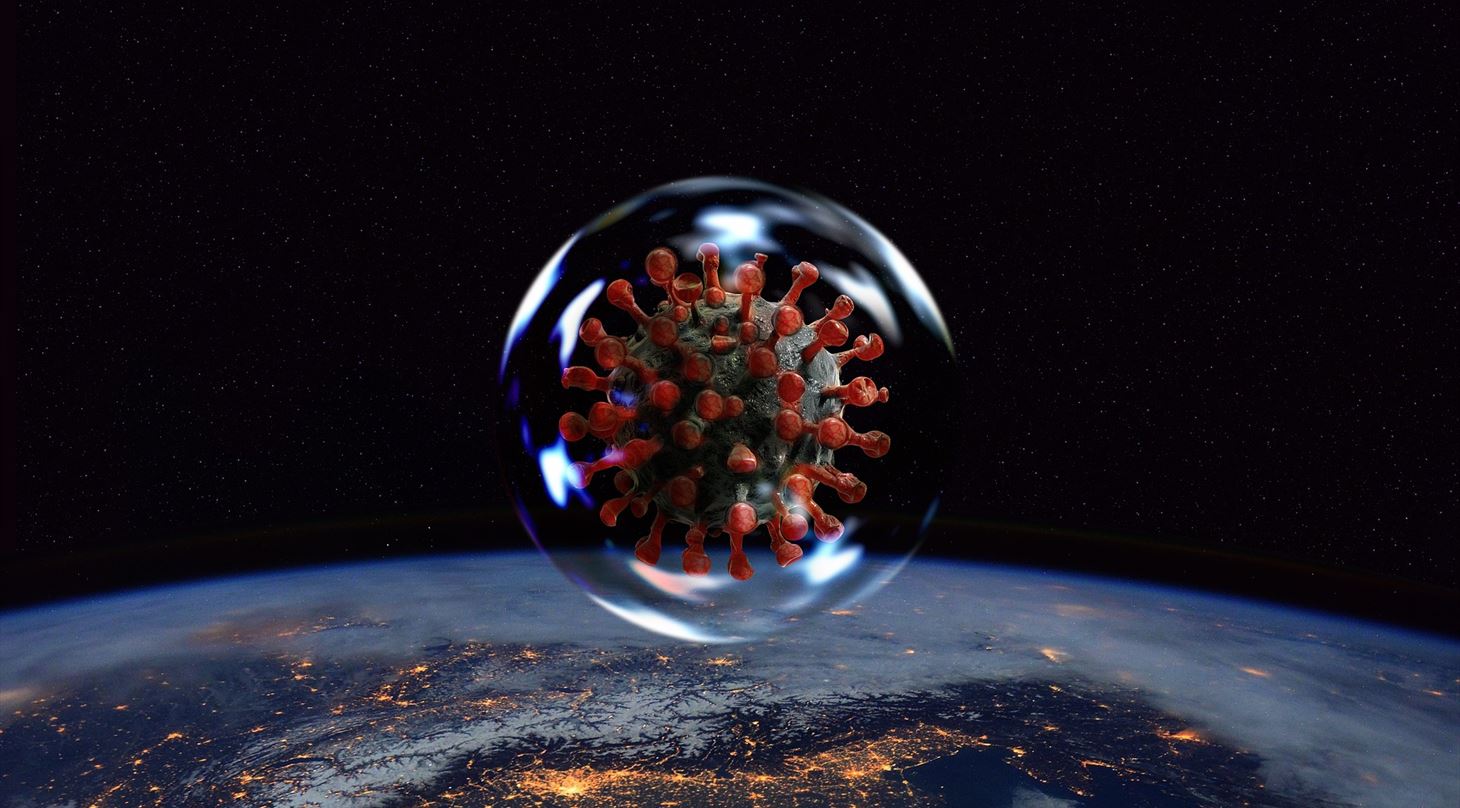 Corona virus i rummet over jorden